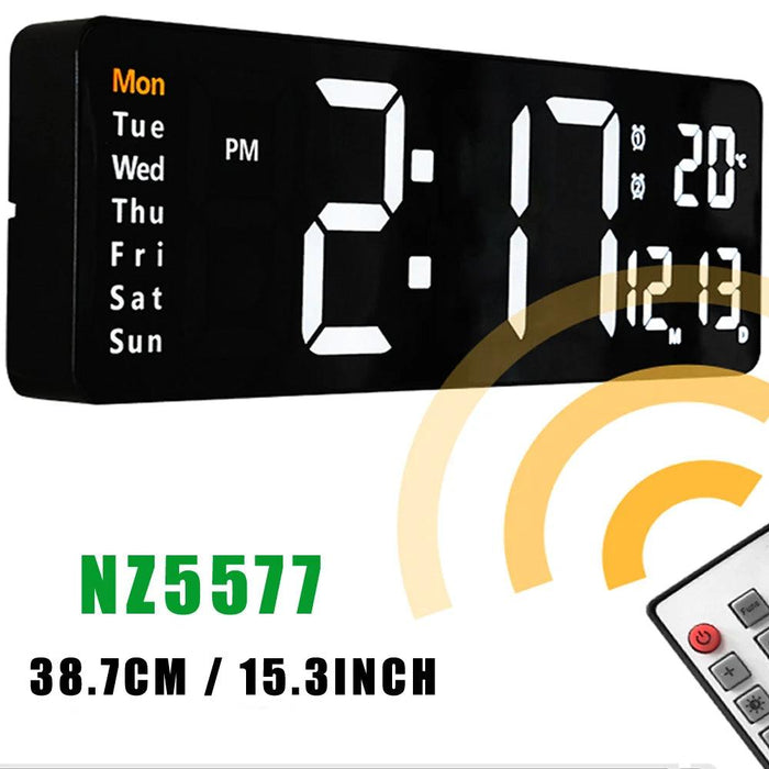 Oversized LED Digital Clock with Temperature, Calendar, and Dual Alarm Features for Modern Home and Office