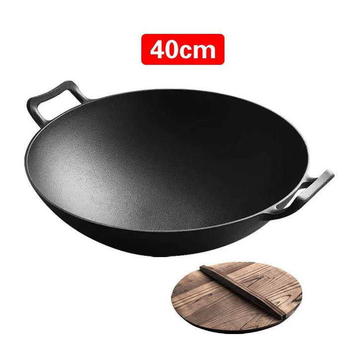 Effortless Cast Iron Skillet with Double Ears - Say Goodbye to Greasy Fumes and Sticking