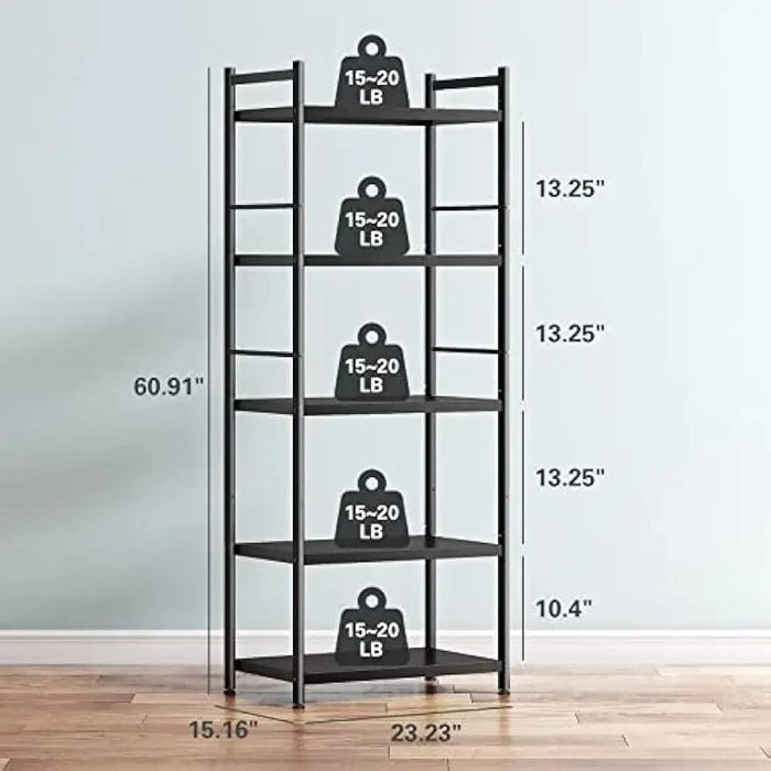 Multi-Functional 5-Tier Black Metal Storage Rack for Home and Kitchen