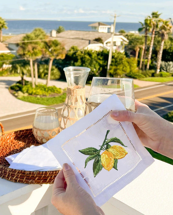 Elegant Lemon Lace Cocktail Napkin - Personalize Your Table with Style