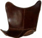 Retro Brown Leather Butterfly Chair with Sturdy Iron Frame for Stylish Comfort