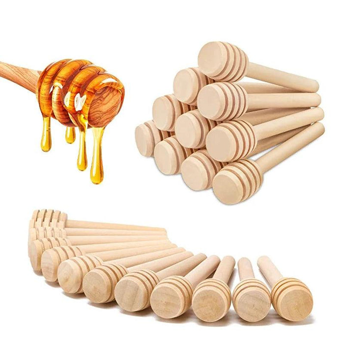 50-Piece Wooden Honey Dipper and Stirring Spoon Set for Beverages and Culinary Delights