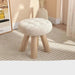 Scandinavian Round Wooden Pouf Stool with Easy-Care Cover