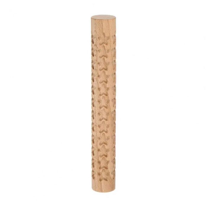 Textured Beechwood Rolling Pin - Versatile Embossing Tool for Baking and Crafting