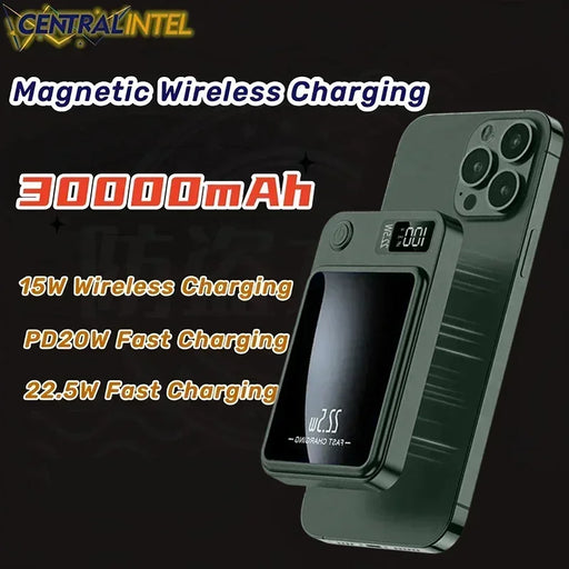 MAGNETECH 22.5W Portable Wireless Charger Power Bank 30000mAh with PD Fast Charging for iPhone 15/14/13/12/Pro/Mini/Pro Max