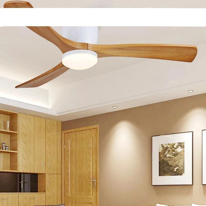 48-Inch Modern White Wood Ceiling Fan with Integrated LED Light and Remote Control