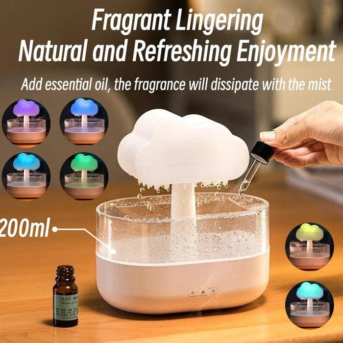 Aromatherapy Rain Cloud Humidifier with LED Night Light and Calming Raindrop Sounds