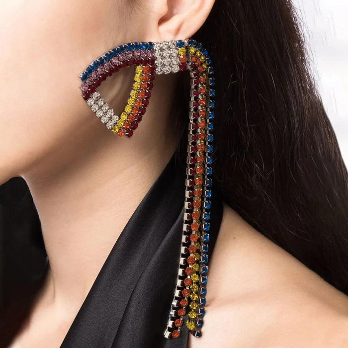 Colorful Crystal Tassel Dangle Earrings for Bold Fashion Statements