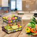 Two-Level Iron Fruit and Vegetable Organizer for Kitchen Efficiency