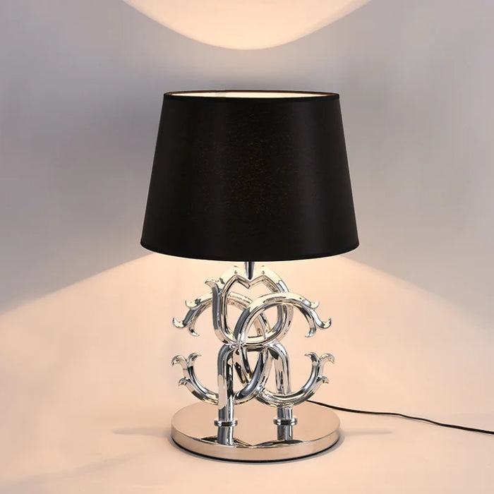 Elegant LED European Luxury Table Lamp with Artful Gold & Silver Finish for Living Room, Bedroom, and Study