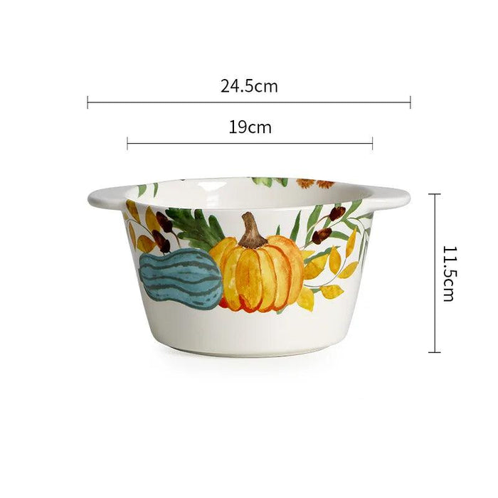 Creative Hand-painted American Ceramic Large Deep Bowl - Versatile Anti-scalding Fruit and Ice Server