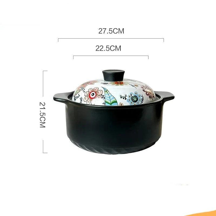 Artisan Japanese Ceramic Stew Pot with Artistic Design and Ample Capacity