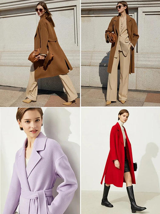 Elegant Dual-Wear Wool Tweed Overcoat for Women - Essential Winter Wardrobe