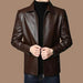 Men's Stylish Faux Leather Biker Jacket - Warm and Windproof Outerwear