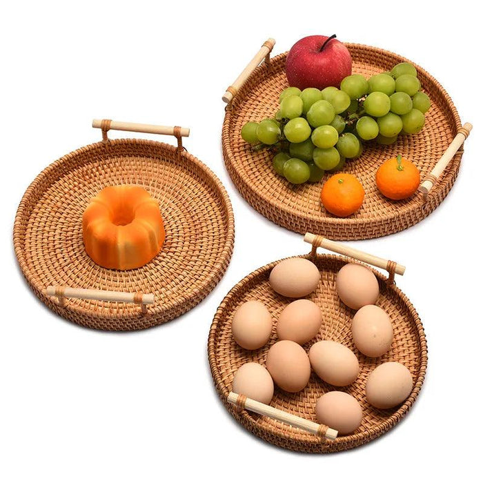 Elegant Woven Vine Fruit Bowl - Stylish Centerpiece and Multi-Functional Serving Tray for Home Decor