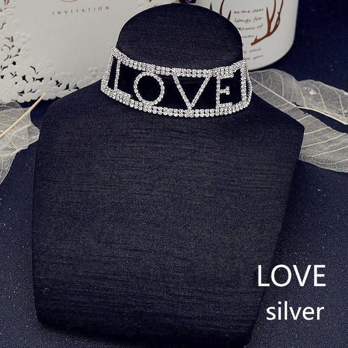 Crystal Charm: Love Letter Rhinestone Choker Necklace