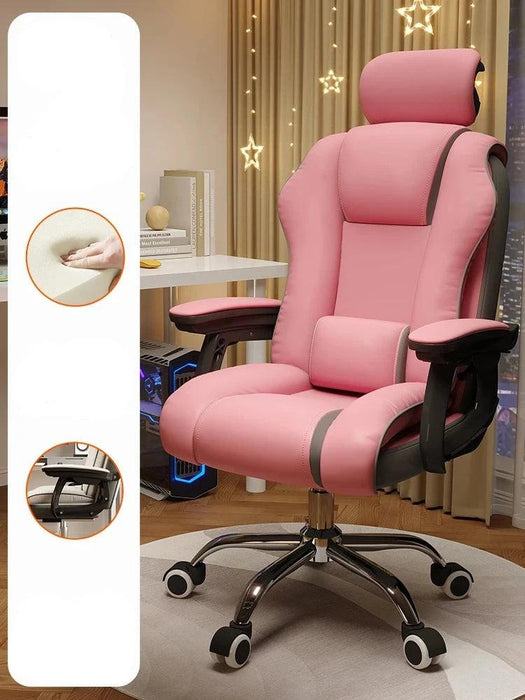 Pink Gaming Throne with Rolling Massage - Elevate Your Workspace!