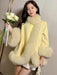 Elegant Woolen Cape Coat with Fox Fur Trim