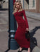 Chic Women's O Neck Long Sleeve Knit Bodycon Maxi Dress - Versatile Pullover Style