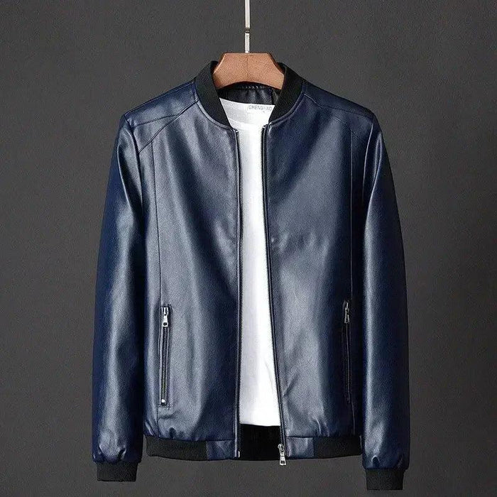 Korean Trendsetter Men's Slim Sheepskin Leather Jacket - Fashionable Fall Attire