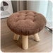 Scandinavian Round Wooden Pouf Stool with Easy-Care Cover