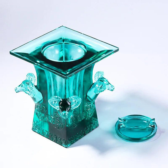 Exquisite Crystal Jewelry Box with Elegant Four Goat Zun Lid