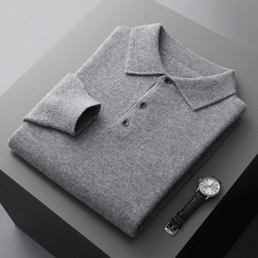 Luxurious Men's 100% Pure Wool Cashmere Polo Neck Sweater