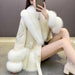 Luxurious V-neck Fox Fur and Sheepskin Winter Coat