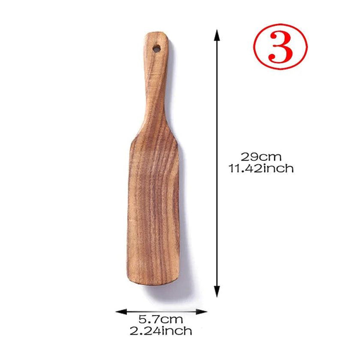 Sustainable Teak Wood 7-Piece Kitchen Utensil Set - Eco-Friendly Cooking Tools