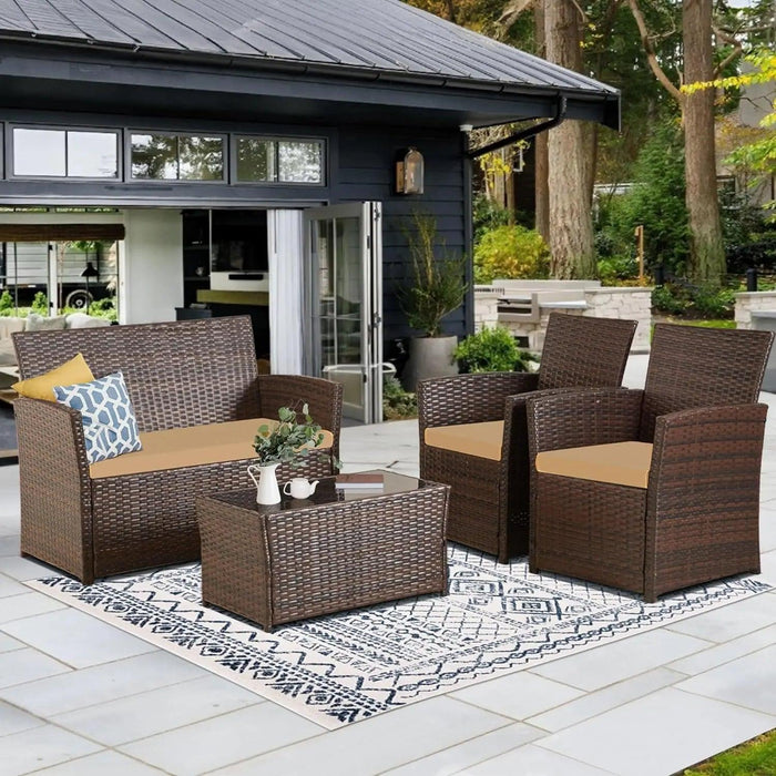 Versatile Outdoor Wicker Lounge Set for Patio and Garden