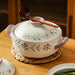 Elegant Japanese Taro Clay Casserole with Purple Floral Design for Gas Cooking: Experience Authentic High-Heat Culinary Traditions