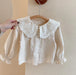 Charming 3-Piece Girls' Outfit Set: Knitted Vest, Lace Collar Blouse, and Pleated Skirt for Infants