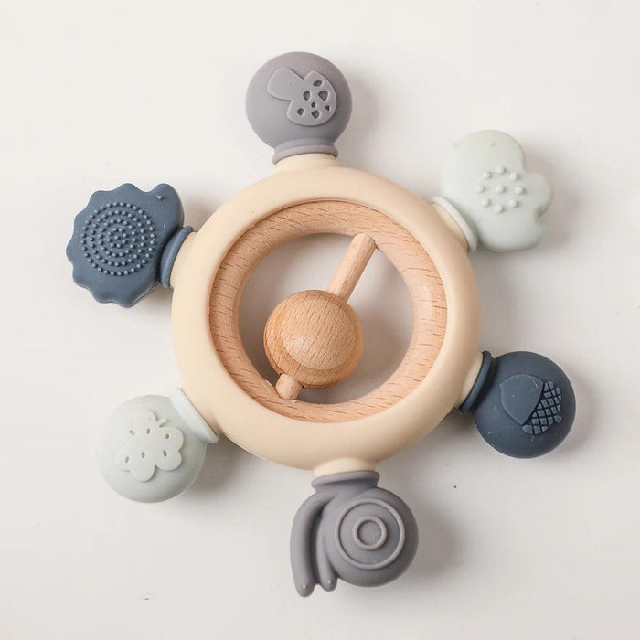 Eco-Friendly Handmade Crochet Baby Rattle with Wooden Teether