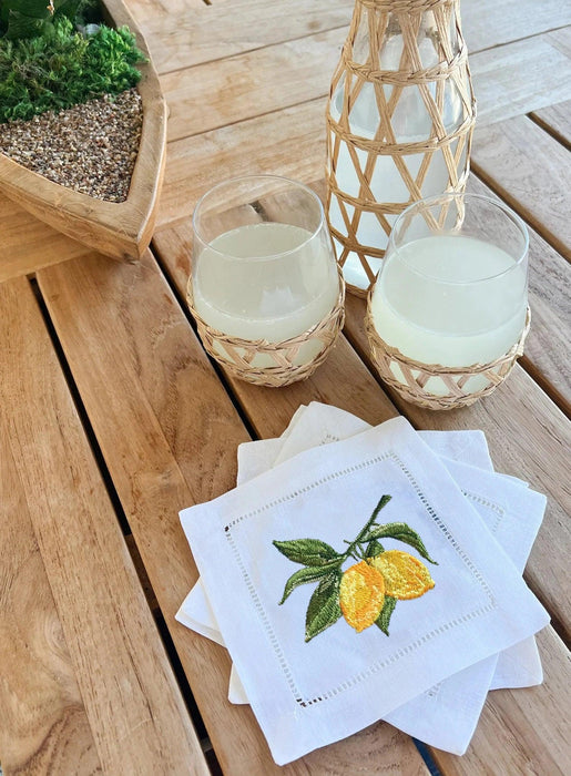 Elegant Lemon Lace Cocktail Napkin - Personalize Your Table with Style