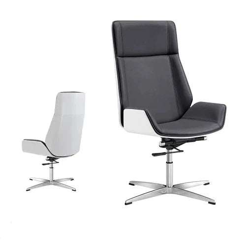 Sleek Nordic Leather Swivel Chair: Ergonomic Luxury for Modern Workspaces