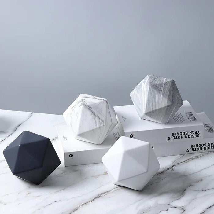 Elegant Marbled Ceramic Geometric Polyhedron Decorative Ball