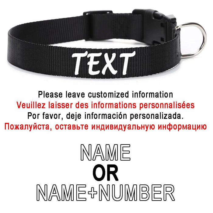 Personalized Nylon Dog ID Collar – Custom Name & Contact Info for Every Dog Breed