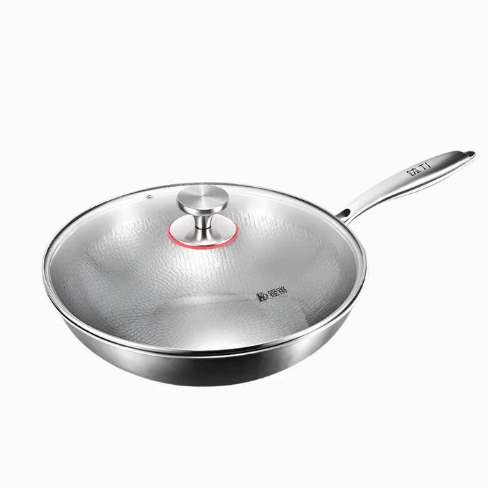 Titanium Excellence: Non-Stick Hammer-Printed Flat Bottom Wok for Gourmet Home Cooking