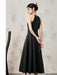 Chic Black Halterneck Sleeveless Summer Maxi Dress with Artistic Patchwork