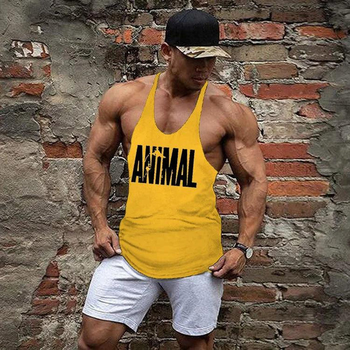 Men's Sleeveless Cotton Tank Top for Bodybuilding and Fitness - Muscle Stringer Vest