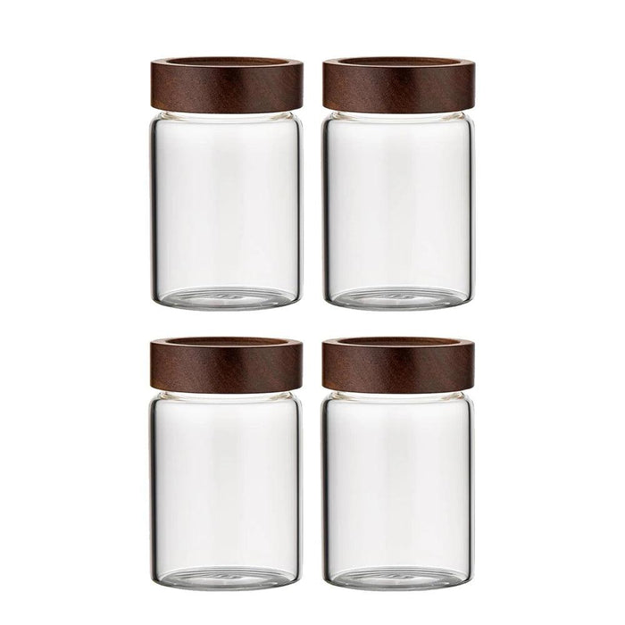 Stylish Airtight Glass Containers with Acacia Wood Lids - Ideal for Food and Spice Storage