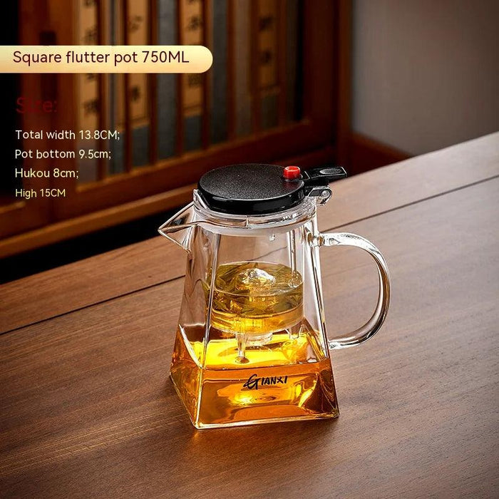 Sophisticated 750ml Glass Teapot Set with Effortless Pouring and Detachable Filter - Includes Matching Cups