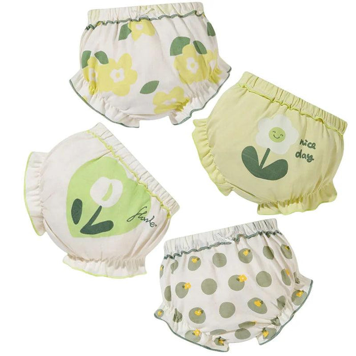 4-Pack Soft Cotton Cartoon Underwear for Baby Girls, Breathable Kids Panties for Ages 1.5-5 Years