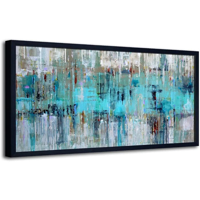 Sleek Gray Green Abstract Wall Art with Elegant Metal Details - Modern Home Decor