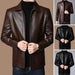 Men's Trendy Faux Leather Biker Jacket with Stand Collar - Cozy and Wind Resistant for Autumn and Winter