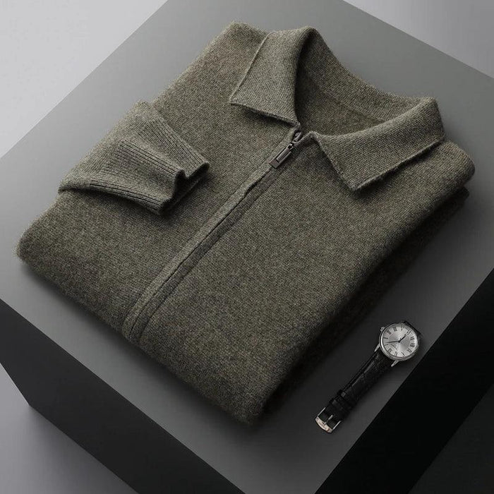 Men's Premium 100% Cashmere Zip-Up Cardigan Sweater