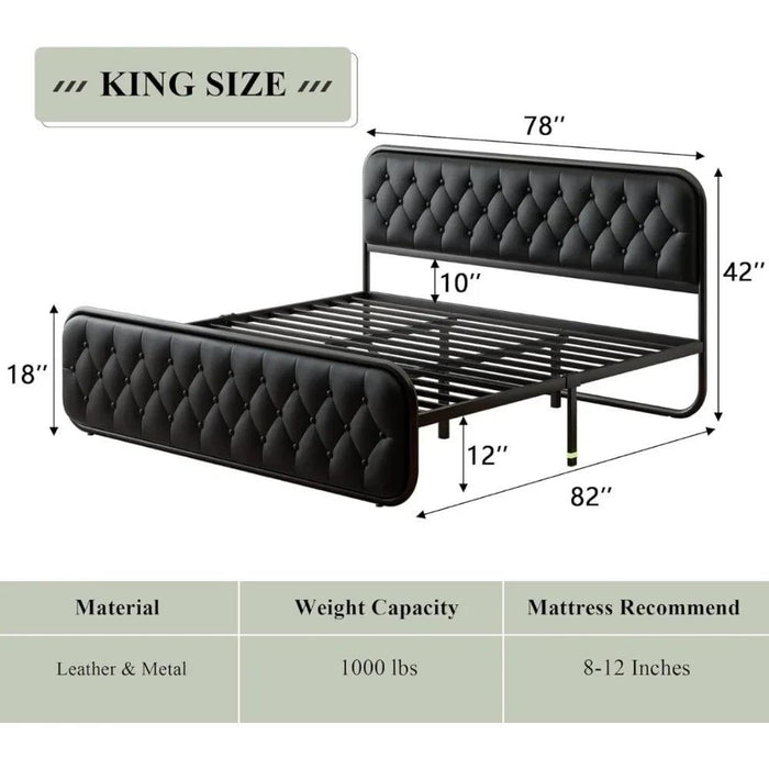 Stylish Faux Leather Bed Frame with Sturdy Support and Smart Under-Bed Storage Solutions