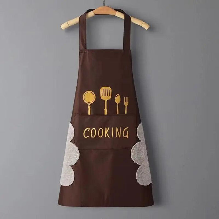 Chic Waterproof Apron for Culinary and Gardening Mastery - Adjustable Cotton-Linen Blend