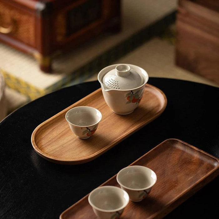 Japanese-Inspired Solid Wood Round Dessert Serving Plate - Ideal for Snacks & Dried Fruits