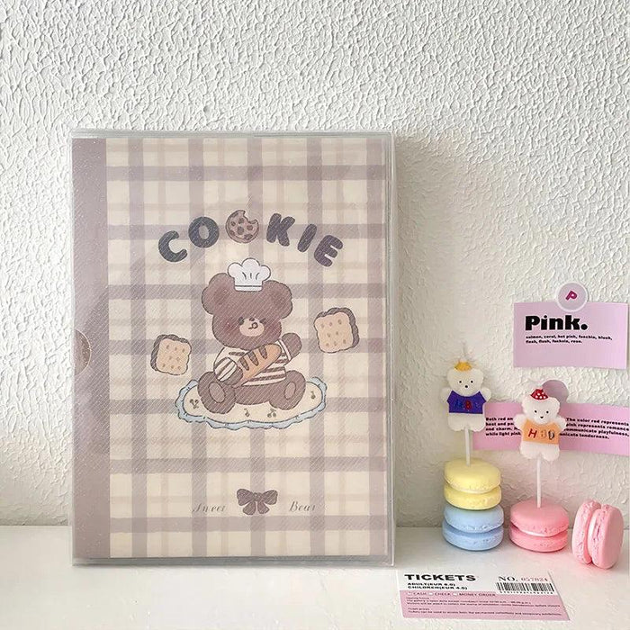 Adorable A5 Kawaii Biscuit Bear Photocard Organizer with Protective Dust Cover for Kpop Enthusiasts